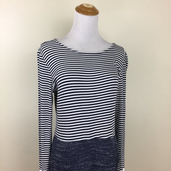 DOLAN  Anthropologie Blue White Striped & Specks Overlay Skirt Dress - Picture 6 of 10